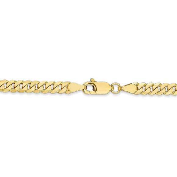 3.9mm 10k Yellow Gold Flat Beveled Curb Chain Necklace, 20 Inch